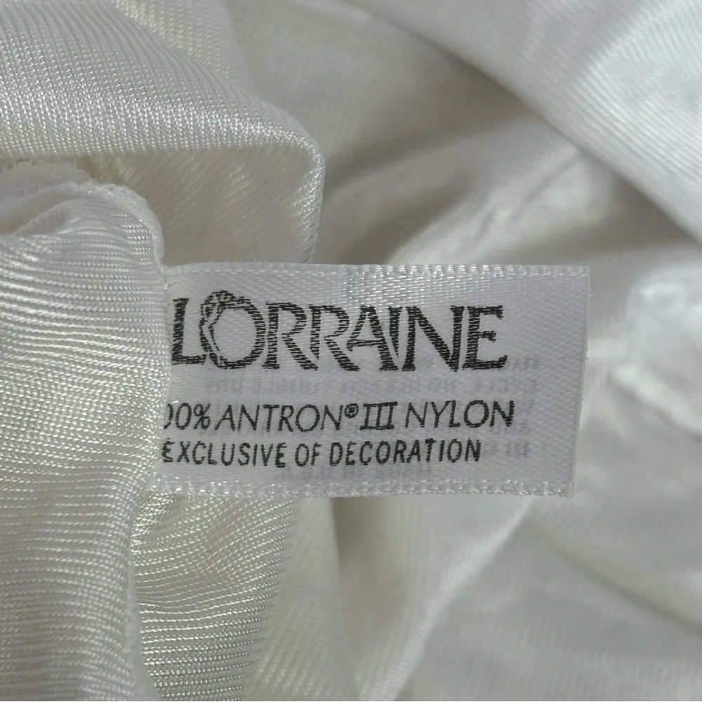 Vintage Lorraine‎ Chemise Lingerie Top Size 38 White Lace Trim Adjustable Straps